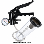 Manual vacuum penis pump with transparent cylinder and pressure gauge