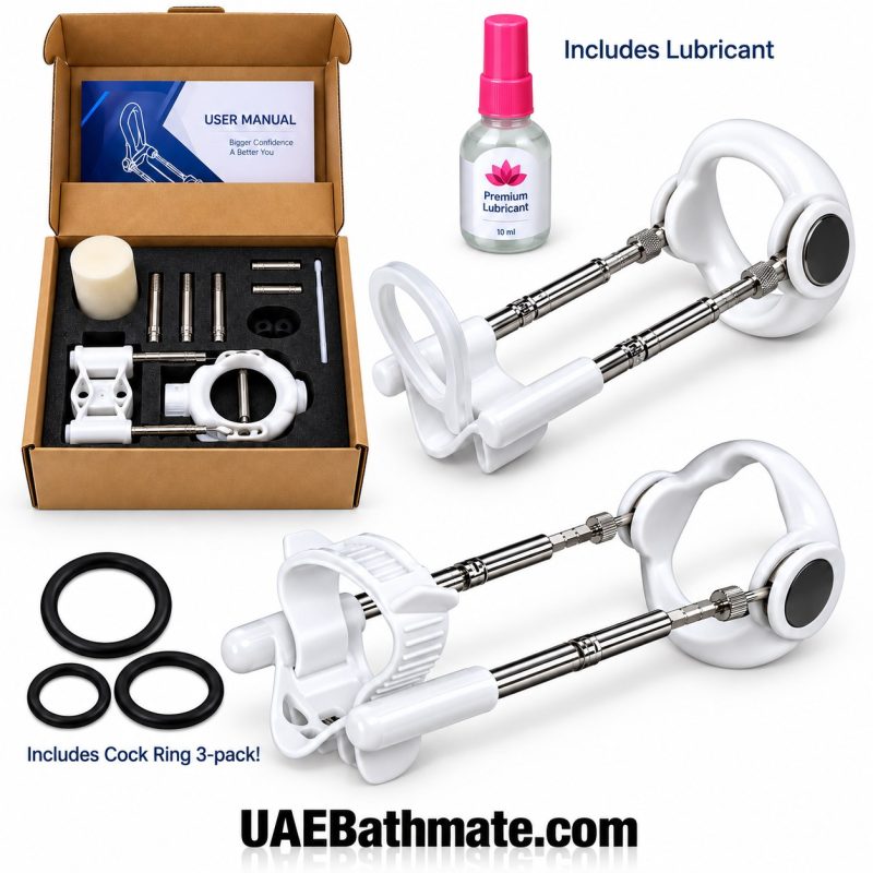 Pro Penis Extender kit with accessories, lubricant, and user manual